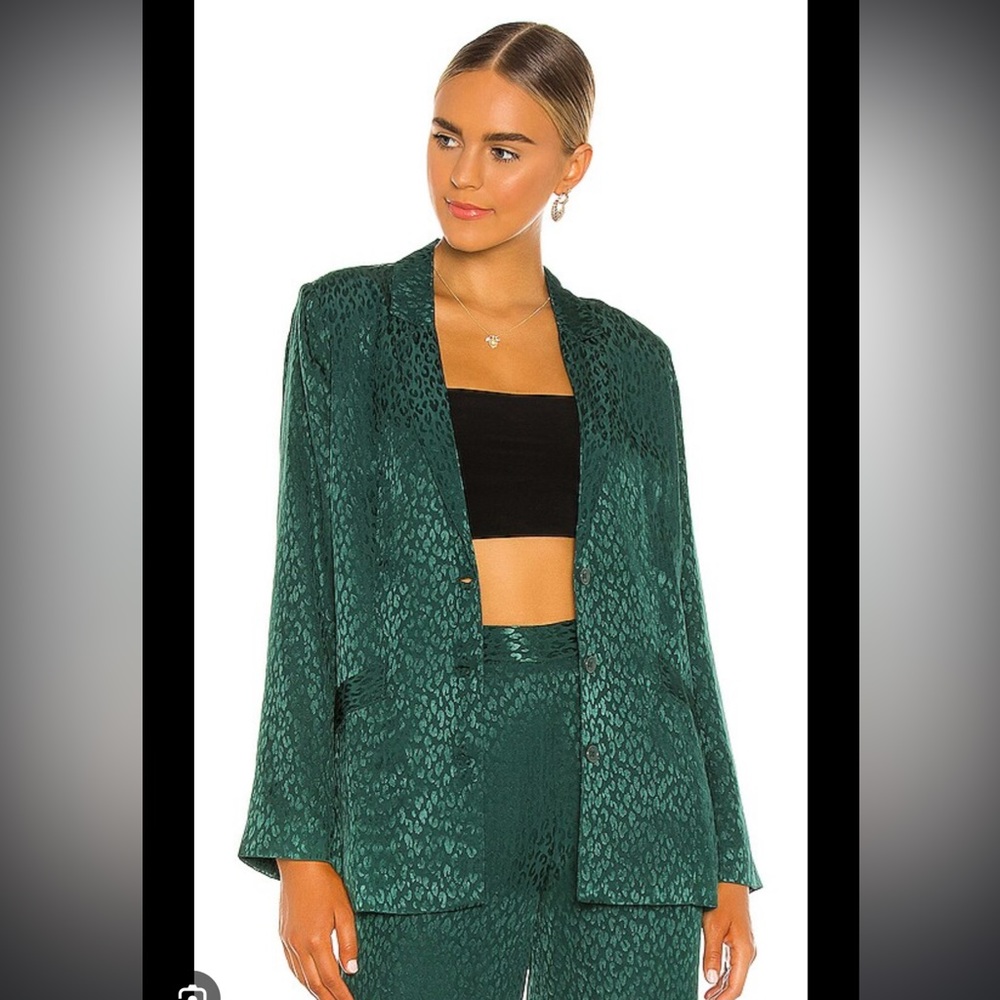 New L*space Bennytt Blazer Leopard Animal Print Green